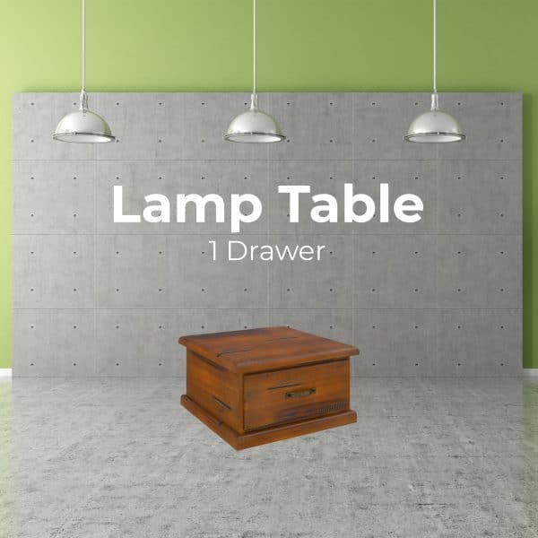 Umber Lamp Table Solid Pine Wood 1 Drawer Coffee Side Desk Sofa End - Dark Brown - Image 2