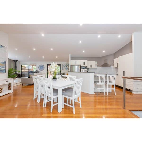 Laelia 9pc Dining Set 220cm Table 8 Chair Acacia Wood Coastal Furniture - White - Image 2