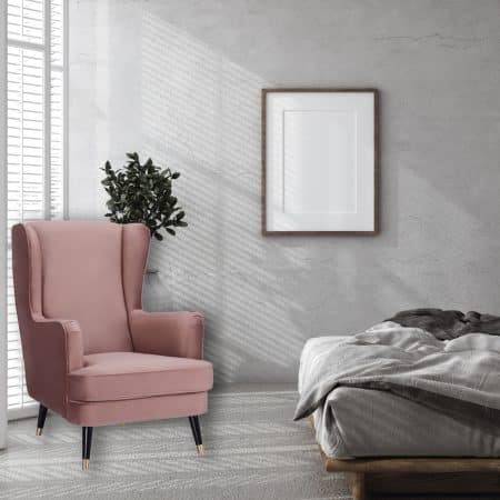 Vivian Accent Sofa Arm Chair Fabric Uplholstered Lounge Couch - Blush - Image 2
