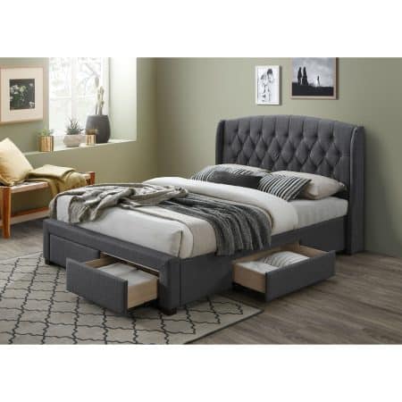 Honeydew Double Size Bed Frame Timber Mattress Base With Storage Drawers - Grey - Image 2
