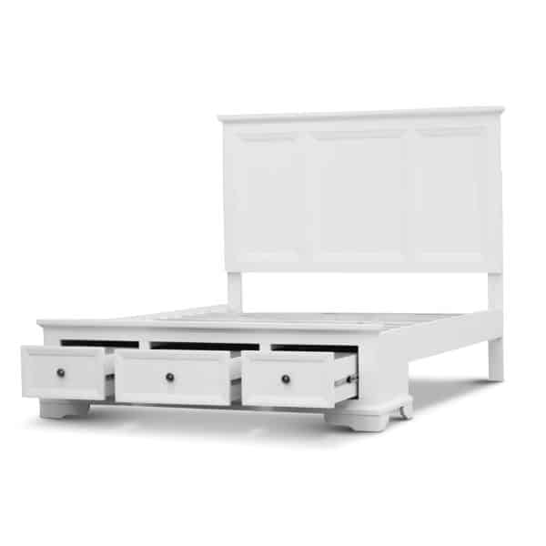 Celosia 5pc Queen Bed Frame Bedroom Suite Bedside Dresser Mirror Package - White - Image 2
