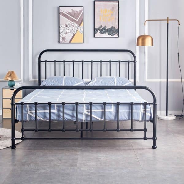 Metallica Double Bed Size Metal Frame Platform Mattress Base - Black - Image 2