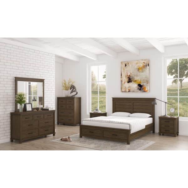Lily Bedside Tables 3 Drawers Storage Cabinet Shelf Side End Table - Rustic Grey - Image 2