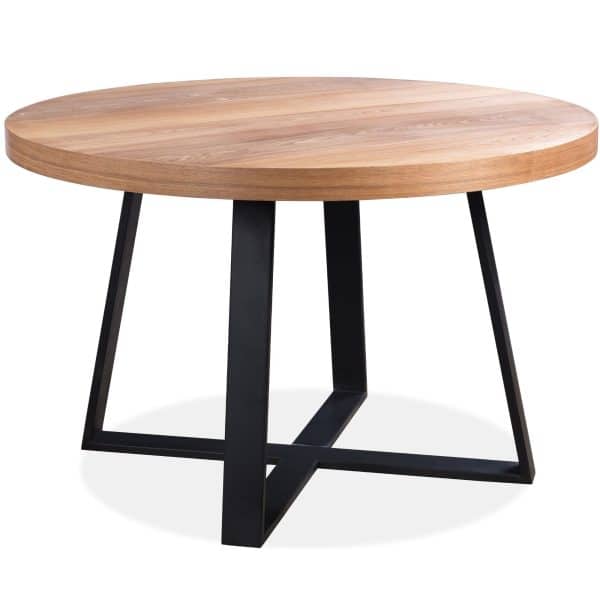 Petunia  5pc 120cm Round Dining Table Set 4 Cross Back Chair Elm Timber Wood - Image 2