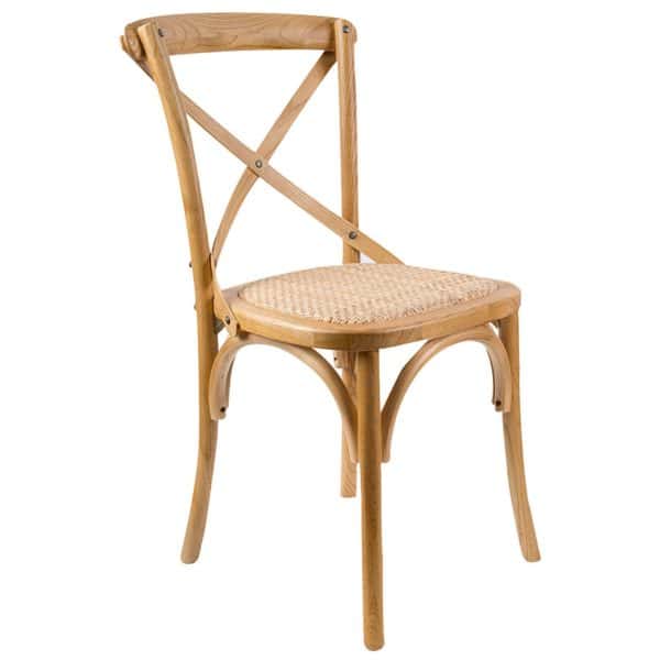 Aster Crossback Dining Chair Set of 2 Solid Birch Timber Wood Ratan Seat - Oak - Image 2