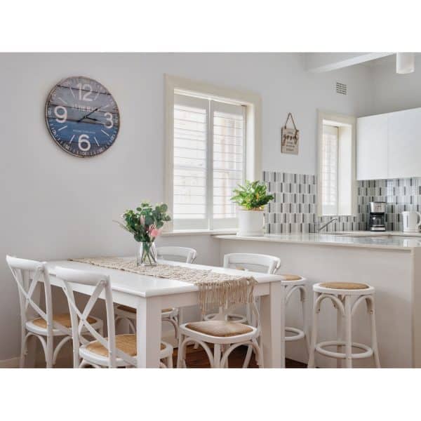 Aster Crossback Dining Chair Set of 6 Solid Birch Timber Wood Ratan Seat - White - Image 2