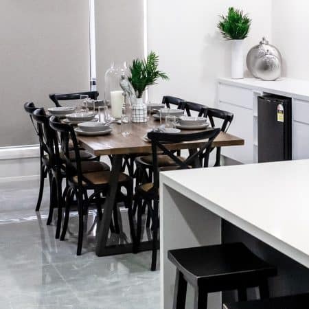 Aster Crossback Dining Chair Set of 6 Solid Birch Timber Wood Ratan Seat - Black - Image 2