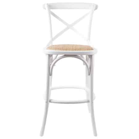 Aster 3pc Crossback Bar Stools Dining Chair Solid Birch Timber Rattan Seat White - Image 2