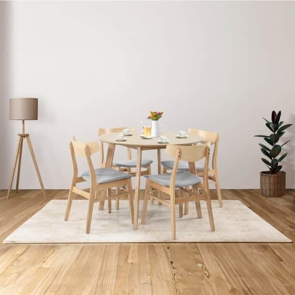 Cusco 4pc Set Dining Chair Fabric Seat Scandinavian Style Solid Rubberwood - Image 2