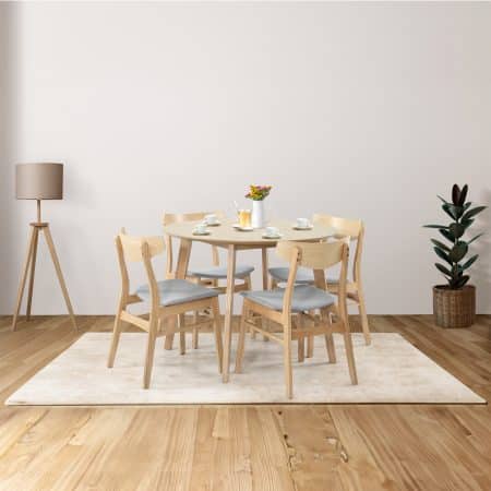 Cusco 6pc Set Dining Chair Fabric Seat Scandinavian Style Solid Rubberwood - Image 2