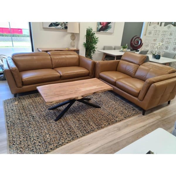 Lantana Coffee Table 130cm Live Edge Solid Acacia Timber Wood Metal Leg -Natural - Image 2