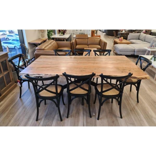 Lantana Dining Table 180cm Live Edge Solid Acacia Timber Wood Metal Leg -Natural - Image 2