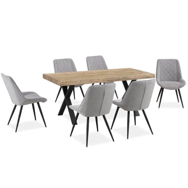 Helenium Dining Chair Set of 4 Fabric Seat with Metal Frame - Granite - Image 2