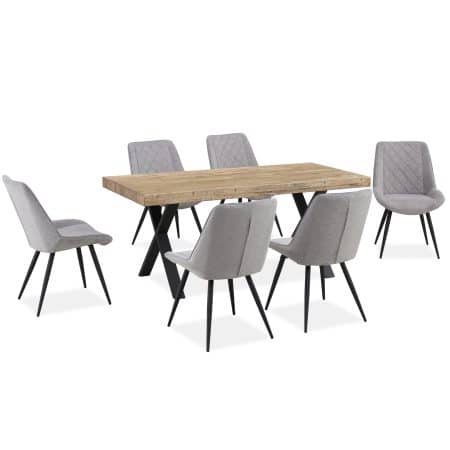 Helenium Dining Chair Set of 8 Fabric Seat with Metal Frame - Granite - Image 2