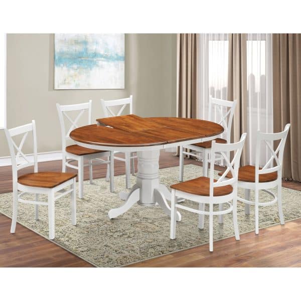 Lupin Dining Chair Set of 2 Crossback Solid Rubber Wood Furniture - White Oak - Image 2