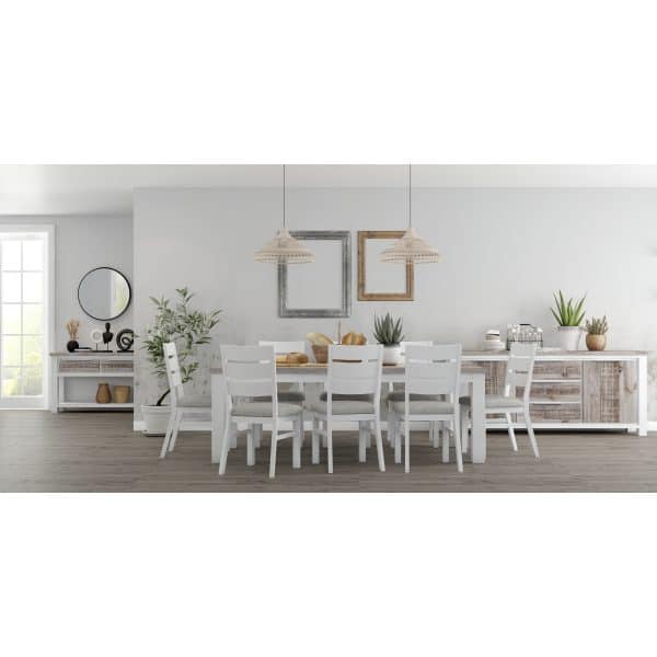 Plumeria Dining Table 225cm Solid Acacia Wood Home Dinner Furniture -White Brush - Image 2