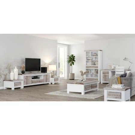 Plumeria Lamp Side Table Laptop Desk Bedside Sofa End Tables - White Brush - Image 2