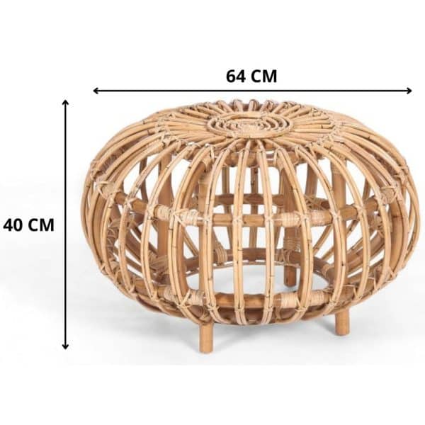 Mimosa 64cm Rattan Round Side Sofa End Table - Natural - Image 2