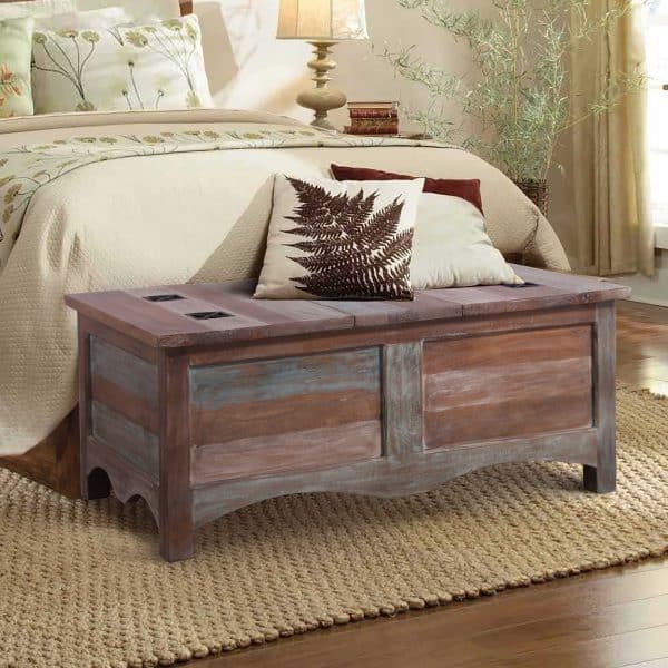 Gulmohar Coffee Table Antique Handcrafted Mango Wood Storage Trunk Chest Box - Image 2