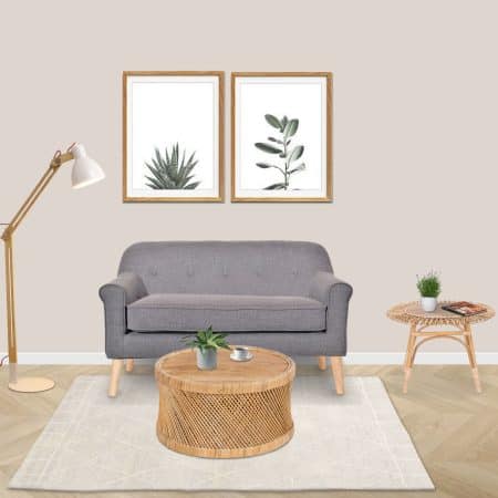 Holly 65cm Round Side Table Mango Wood Top Rattan Frame - Natural - Image 2