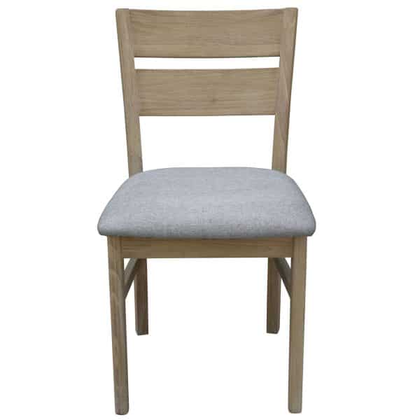 Tyler 2pc Set Dining Chair Fabric Seat Solid Acacia Timber Wood Brushed Smoke - Image 2