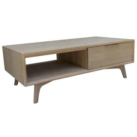 Tyler 130cm Coffee Table 2 Drawer Solid Acacia Timber Brushed Smoke - Image 2