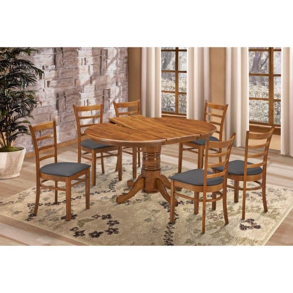 Linaria Extendable Dining Table 150cm Pedestral Stand Solid Rubber Wood - Walnut - Image 2