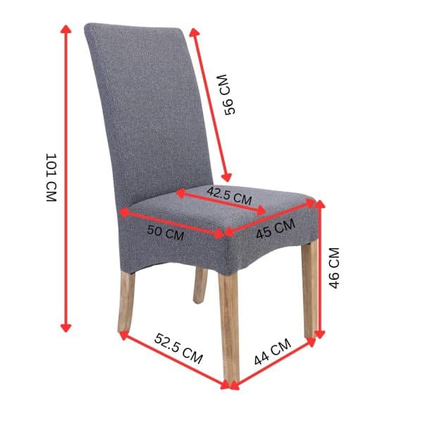 Jackson Dining Chair Set of 4 Fabric Seat Solid Pine Wood Furniture - Grey - Image 2
