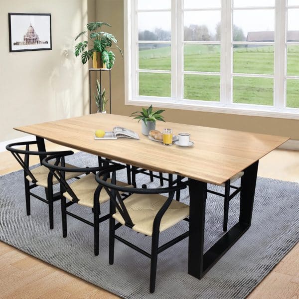Aconite 7pc 180cm Dining Table Set 6 Wishbone Chair Solid Messmate Timber Wood - Image 2