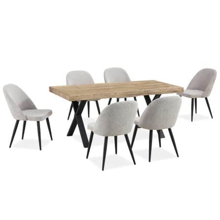 Erin Dining Chair Set of 2 Fabric Seat with Metal Frame - Quartz - Image 2