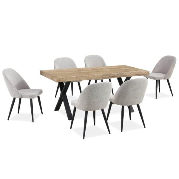 Erin Dining Chair Set of 2 Fabric Seat with Metal Frame - Quartz - Image 2