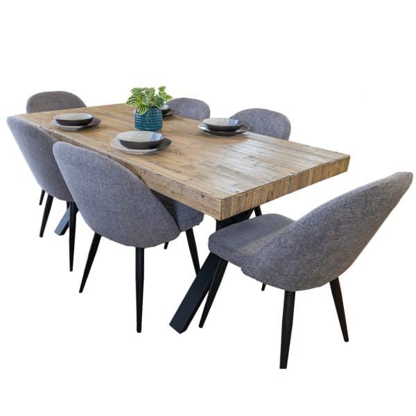 Erin Dining Chair Set of 8 Fabric Seat with Metal Frame - Fog - Image 2