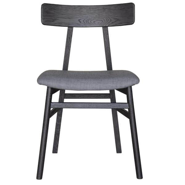Claire Dining Chair Set of 2 Solid Oak Wood Fabric Seat Furniture - Black - Image 2