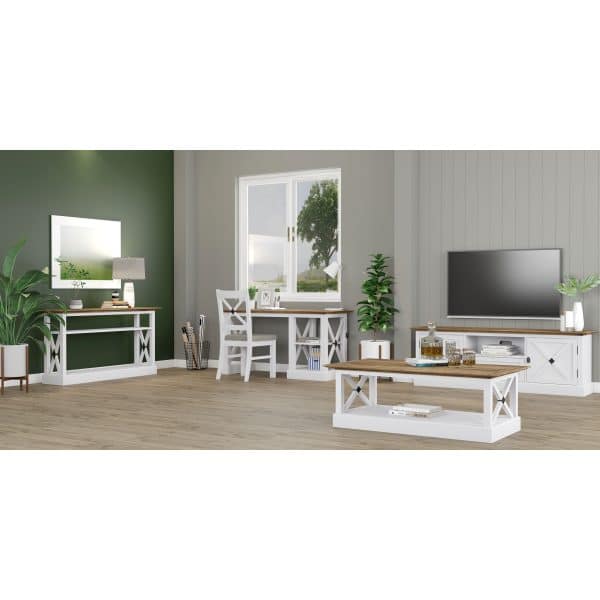 Beechworth Study Computer Desk 150cm Office Executive Table Pine Wood - Grey - Image 2