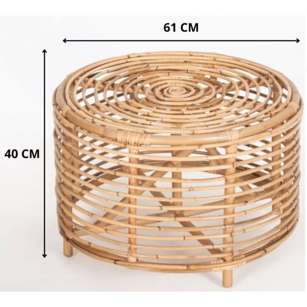 Lilac 61cm Rattan Round Side Table - Natural - Image 2