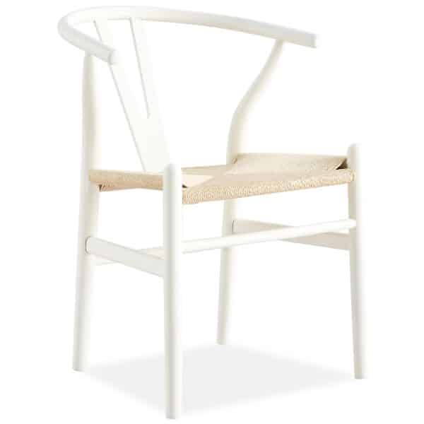 Anemone  Set of 6 Wishbone Dining Chair Beech Timber Replica Hans Wenger - White - Image 2
