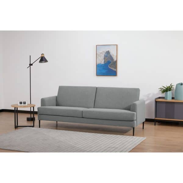 Ariya 3 Seater Sofa Fabric Upholstered Lounge Couch - Light Grey - Image 2