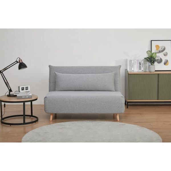 Audrey 2 Seater Sofa Futon Bed Love Seat Fabric Lounge Couch - Grey - Image 2