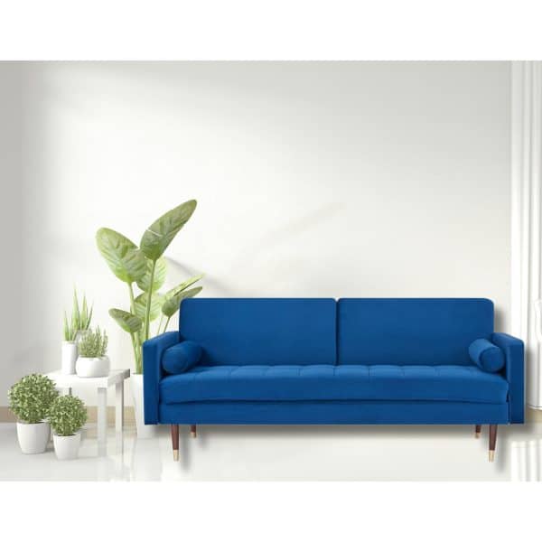Livia 3 Seater Sofa Bed Fabric Uplholstered Lounge Couch - Dark Blue - Image 2