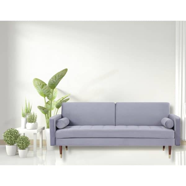 Livia 3 Seater Sofa Bed Fabric Uplholstered Lounge Couch - Gey - Image 2