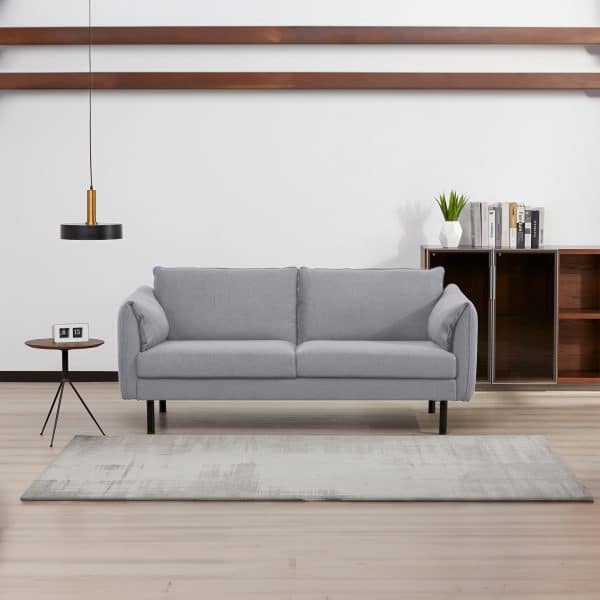Channel 3 Seater Fabric Sofa Lounge Couch Grey - Image 2