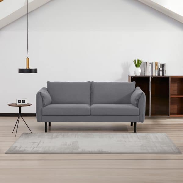 Channel 3 Seater Fabric Sofa Lounge Couch Dark Grey - Image 2