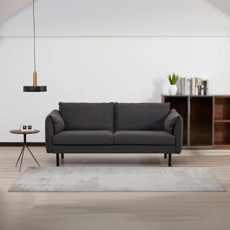 Channel 3 Seater Fabric Sofa Lounge Couch Charcoal - Image 2