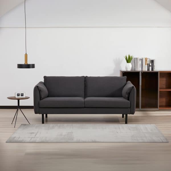 Channel 3 Seater Fabric Sofa Lounge Couch Charcoal - Image 2
