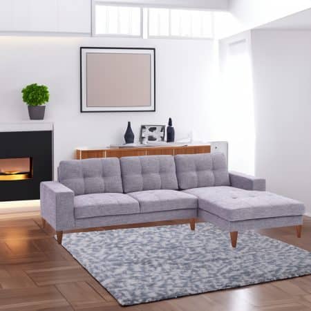Juliet 2 Seater Sofa Soft Fabric Uplholstered Lounge Couch with RHF Chaise Grey - Image 2