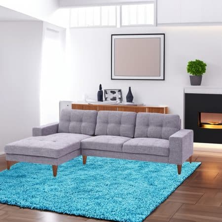 Juliet 2 Seater Sofa Soft Fabric Uplholstered Lounge Couch with LHF Chaise Grey - Image 2