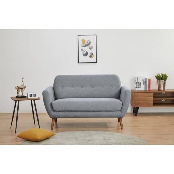 Lilliana 2 Seater Sofa Fabric Uplholstered Lounge Couch - Light Grey - Image 2