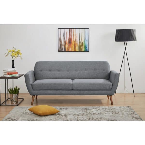 Lilliana 3 + 2 Seater Sofa Fabric Uplholstered Lounge Couch - Light Grey - Image 2