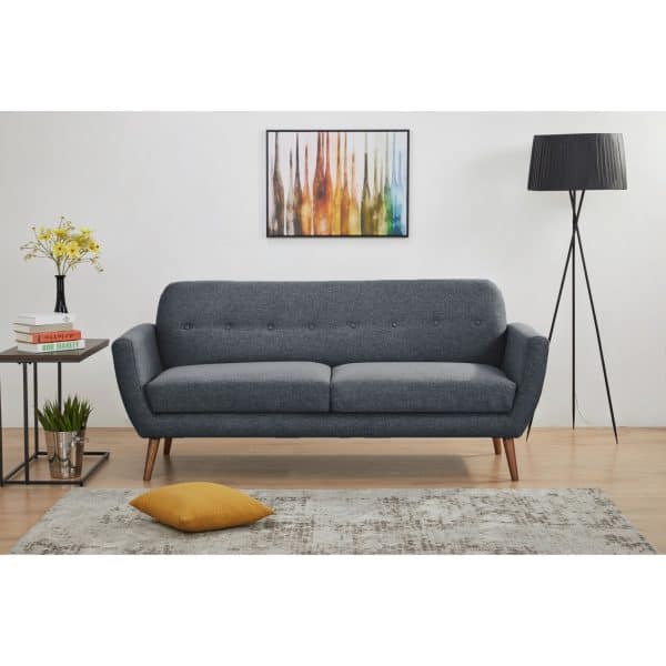 Lilliana 3 Seater Sofa Fabric Uplholstered Lounge Couch - Dark Grey - Image 2