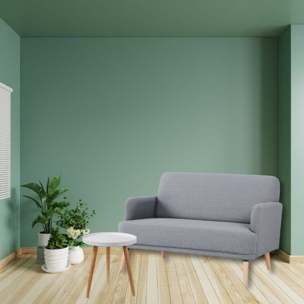 Brianna 2 Seater Sofa Fabric Uplholstered Lounge Couch - Light Grey - Image 2